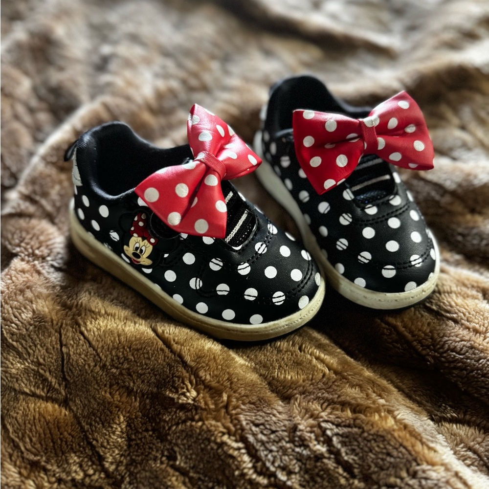 Disney Black and White Polka Dot Sneakers with Bow